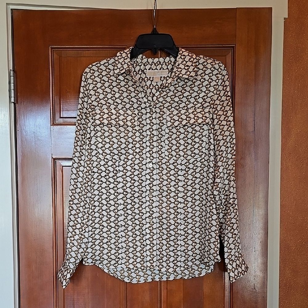 MICHAEL KORS Chic Geometric Print Blouse, NWOT!
